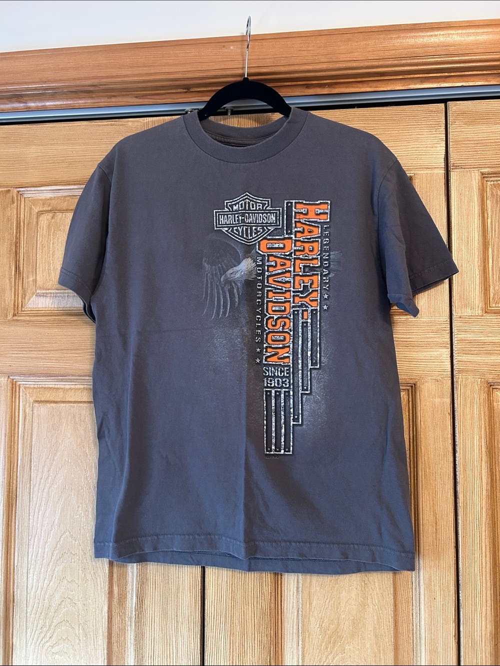Harley-Davidson Dark Gray Short Sleeve Tee with Orange Accent Logo